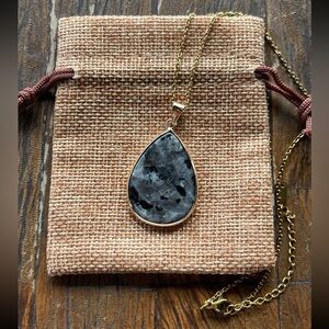 Genuine Larvikite Drop Pendant Larvikite Necklace Minimalist Necklace